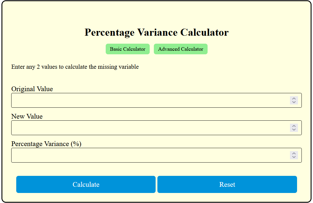 Percentage Variance Calculator - Online Calculators