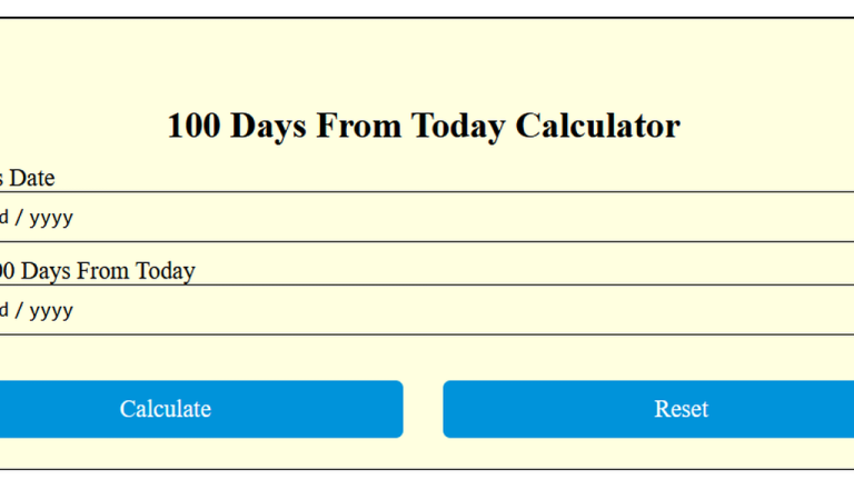 100 days from today calculator