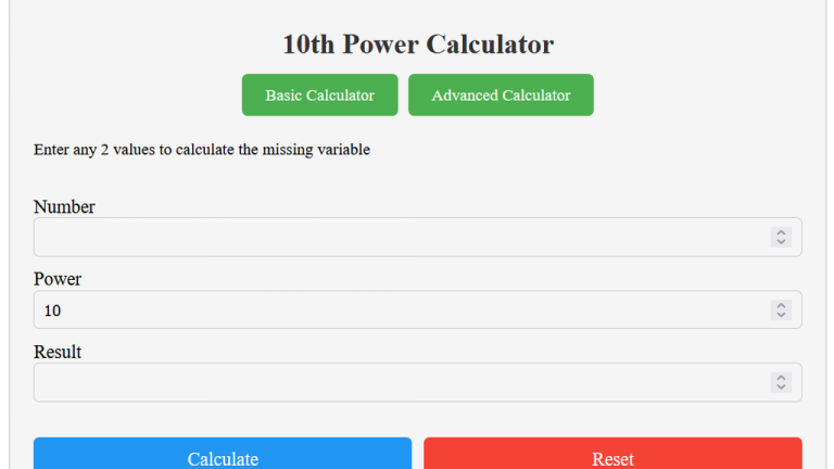 10th power calculator