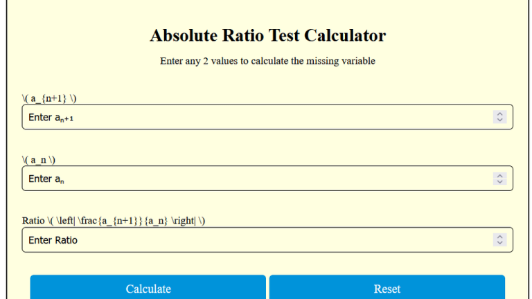 absolute ratio test calculator