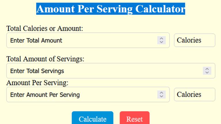 amount per serving calculator