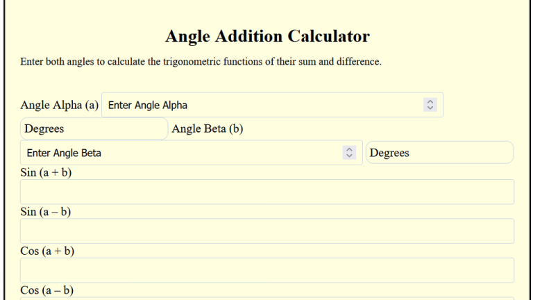 angle addition calculator