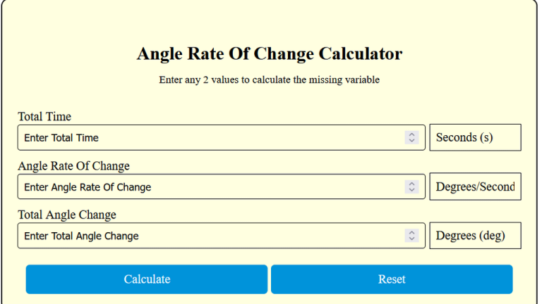 angle rate of change calculator