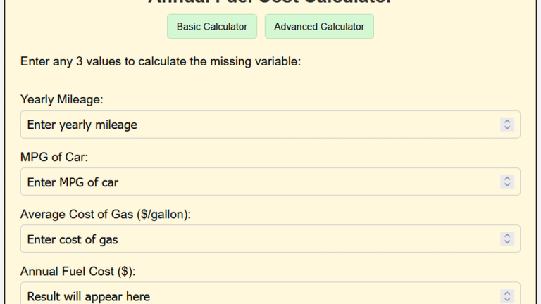 annual fuel cost calculator