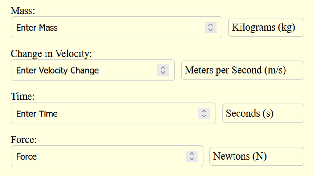 Average Impact Force Calculator Area Calculators