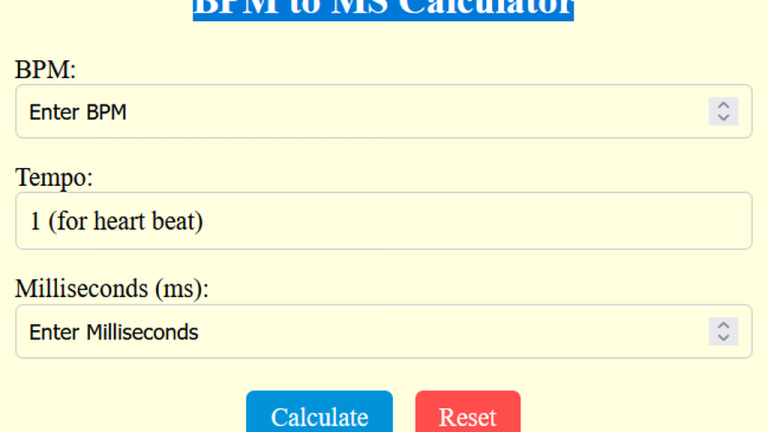 bpm to ms calculator