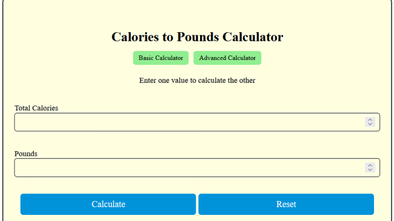 calories to pounds calculator