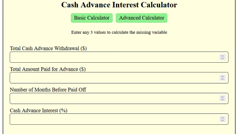 cash advance interest calculator