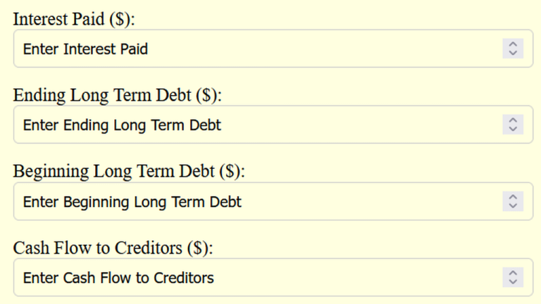 cash flow to creditors calculator