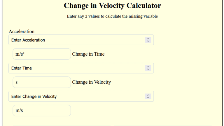 change in velocity calculator