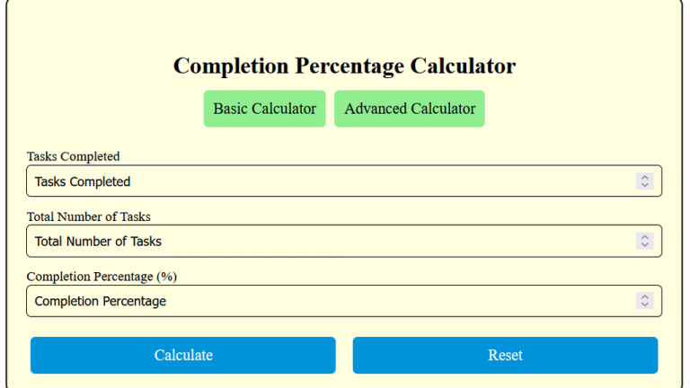 completion percentage calculator