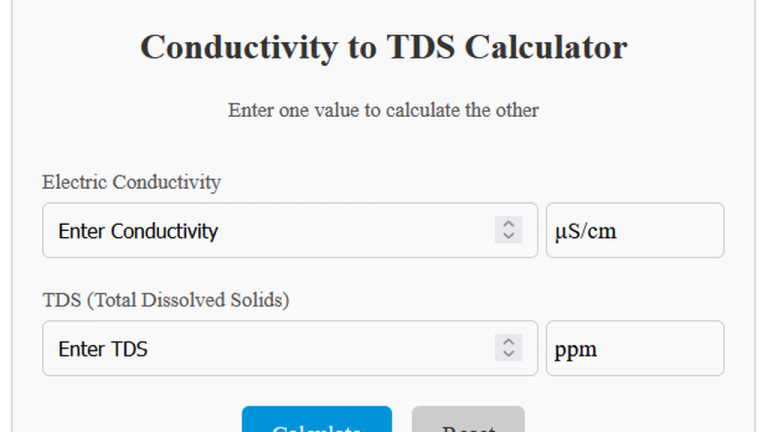 conductivity to tds calculator