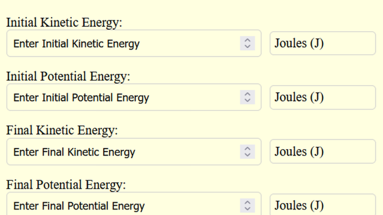 conservation of energy calculator