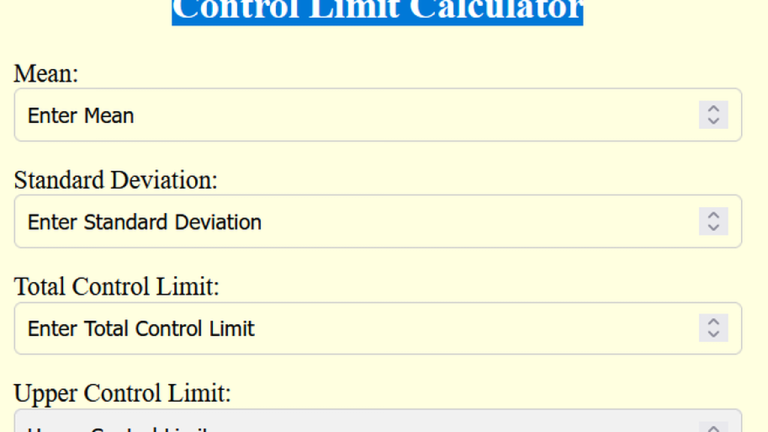 control limit calculator
