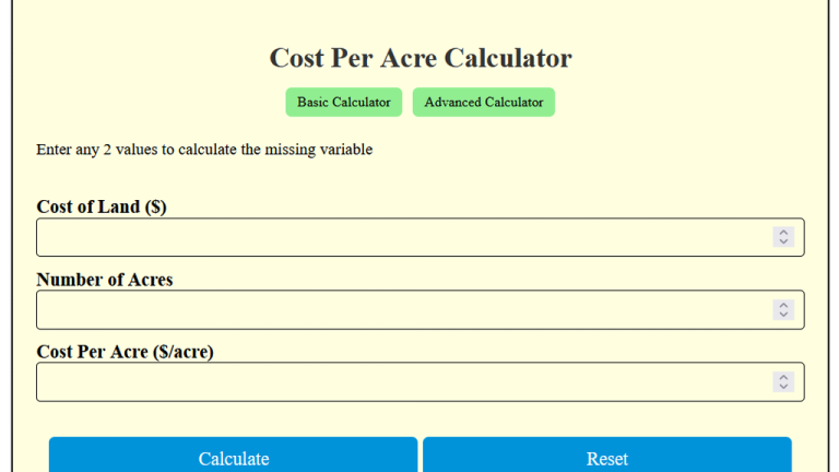cost per acre calculator