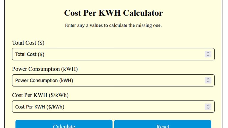 cost per kwh calculator