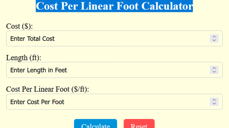 cost per linear foot calculator