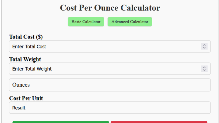 cost per ounce calculator