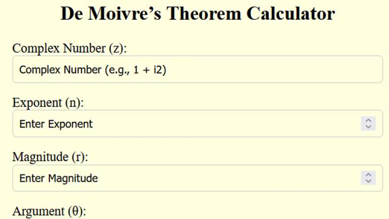 de moivres theorem calculator