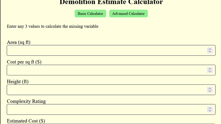 demolition estimate calculator