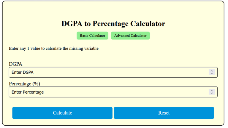 dgpa to percentage calculator