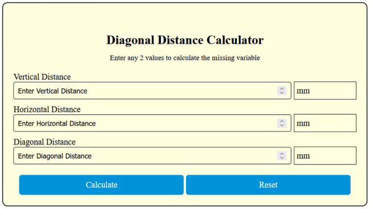 diagonal distance calculator