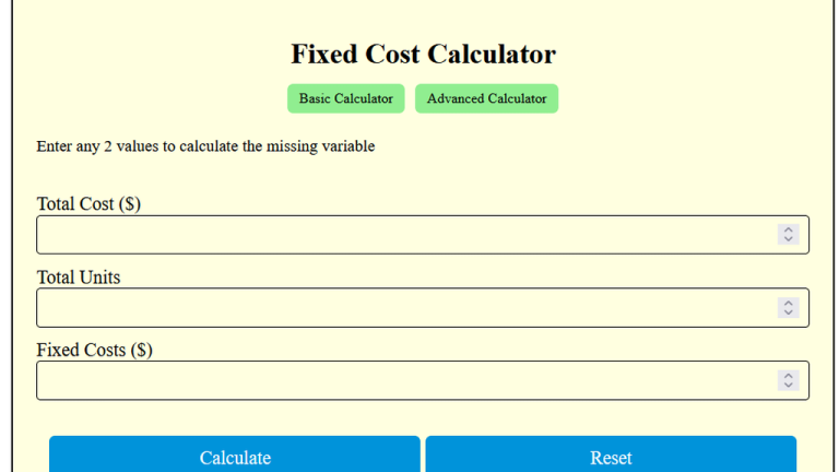 fixed cost calculator