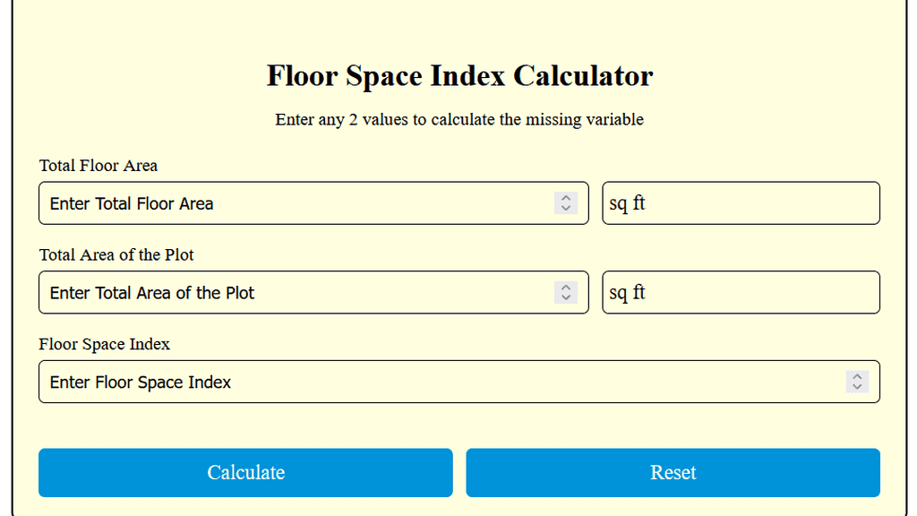 Floor Space Index Calculator - Area Calculators