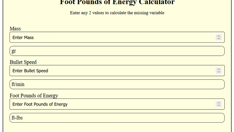 foot pounds of energy calculator