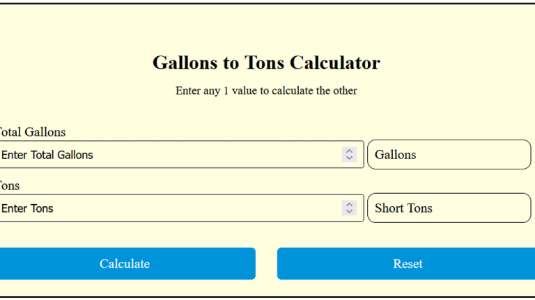 gallons to tons calculator