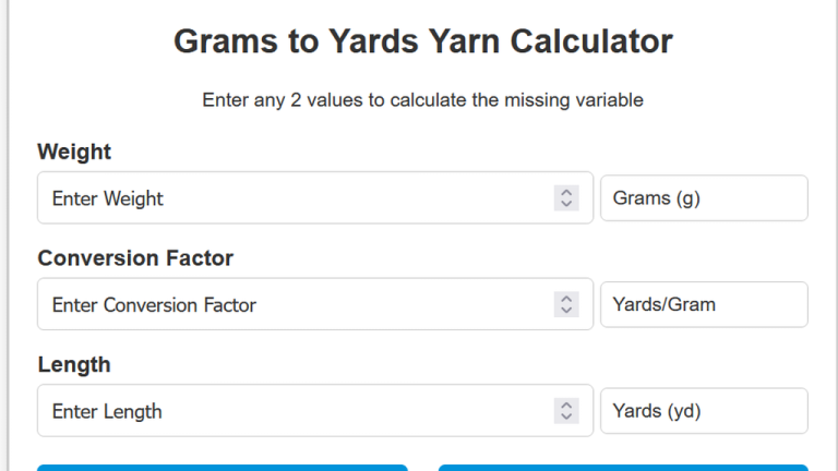 grams to yards yarn calculator