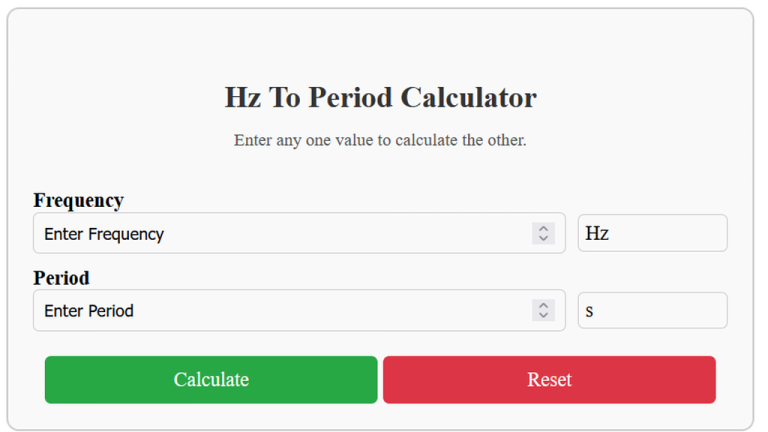 hz to period calculator