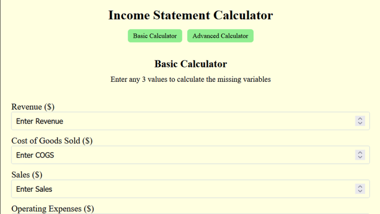 income statement calculator