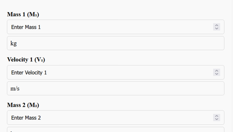 inelastic collision velocity calculator