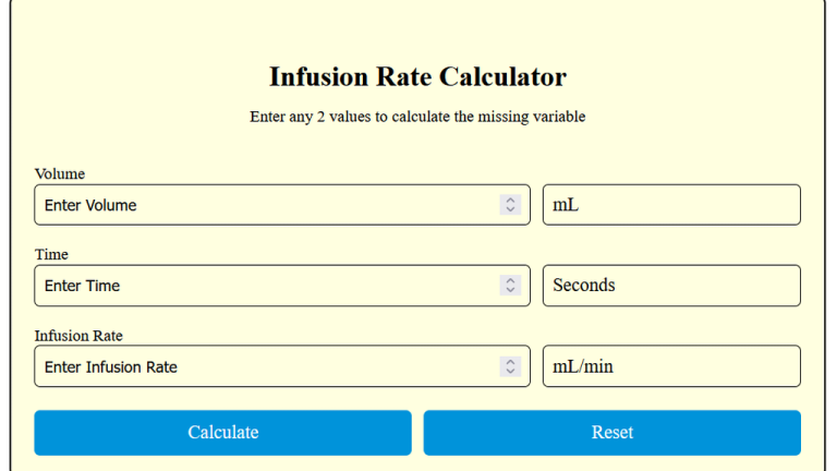 infusion rate calculator