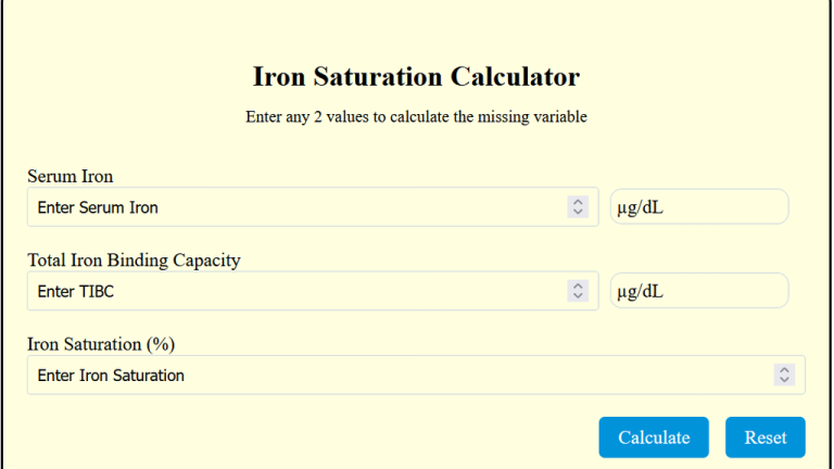 iron saturation calculator