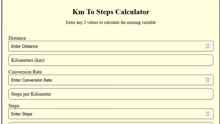 km to steps calculator