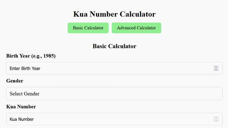 kua number calculator