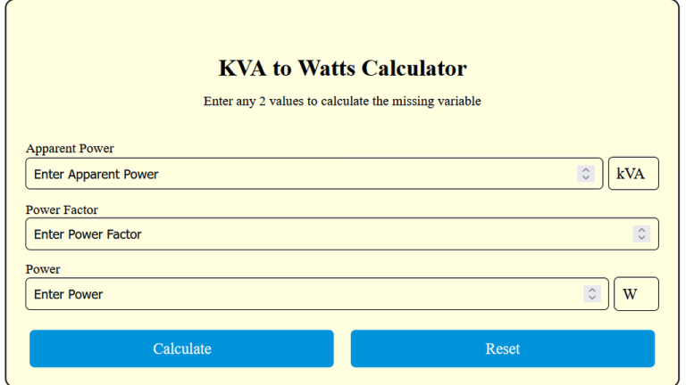 kva to watts calculator