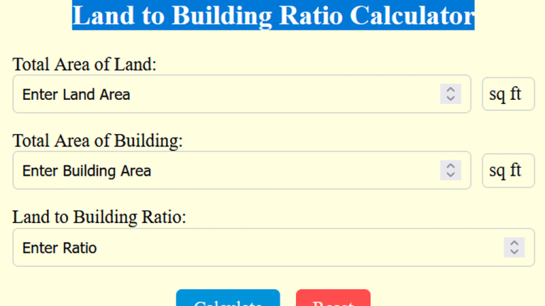 land to building ratio calculator