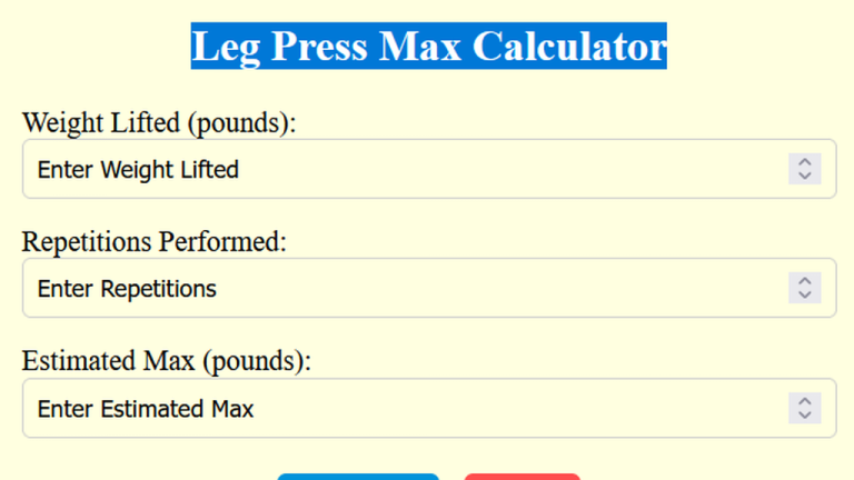 leg press max calculator