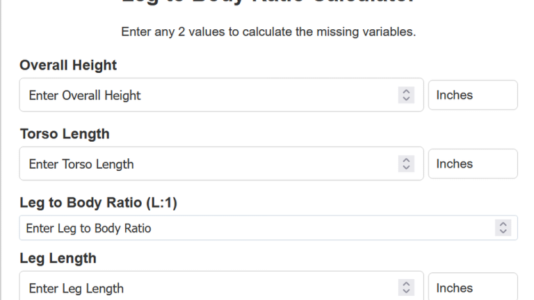 leg to body ratio calculator