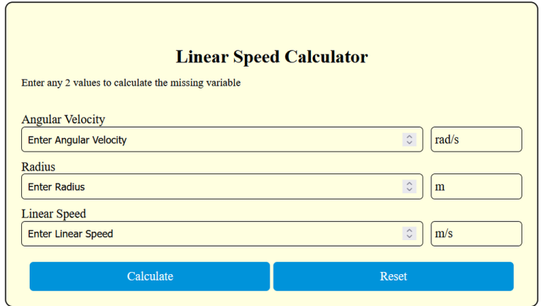linear speed calculator