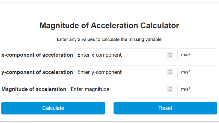 magnitude of acceleration calculator