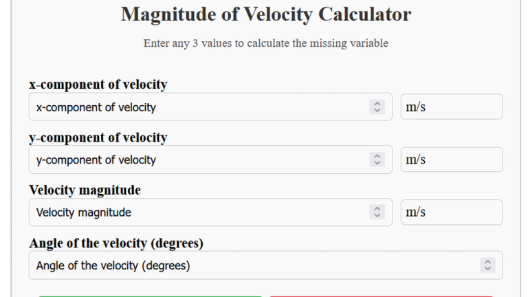 magnitude of velocity calculator