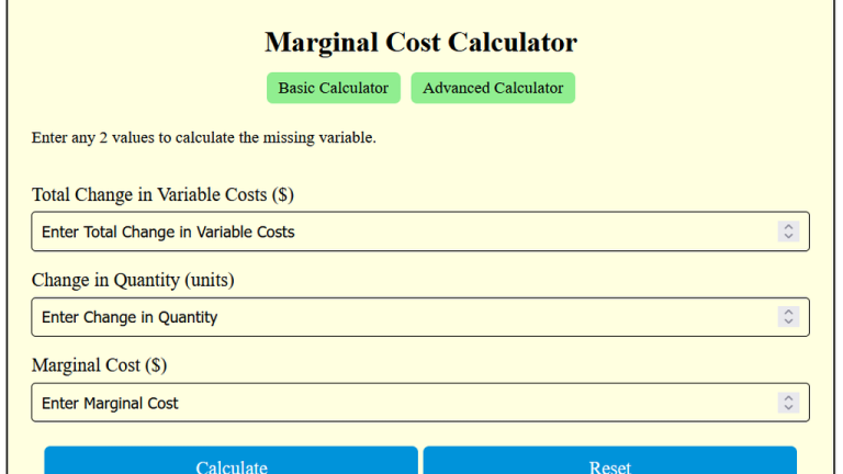 marginal cost calculator