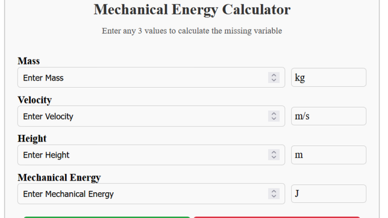 mechanical energy calculator