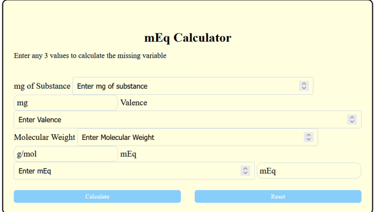 meq calculator