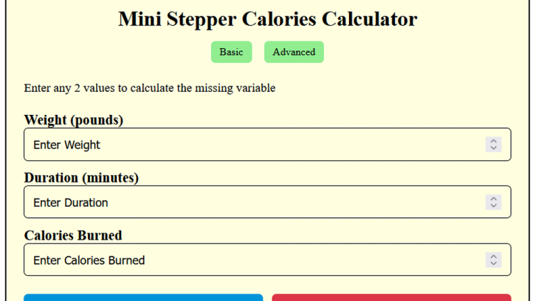 mini stepper calories calculator