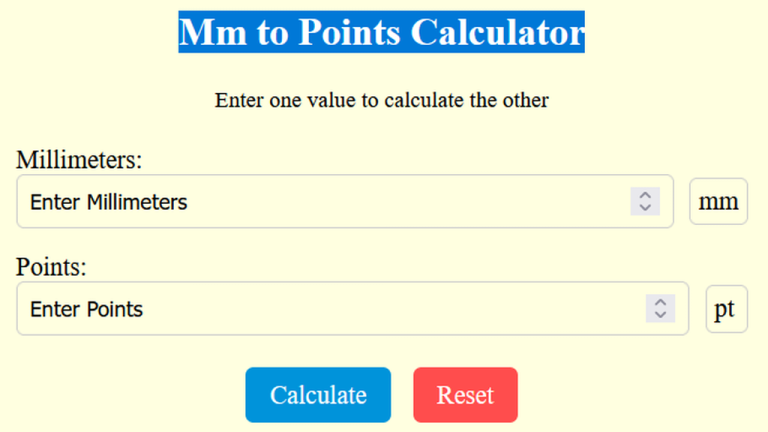 mm to points calculator